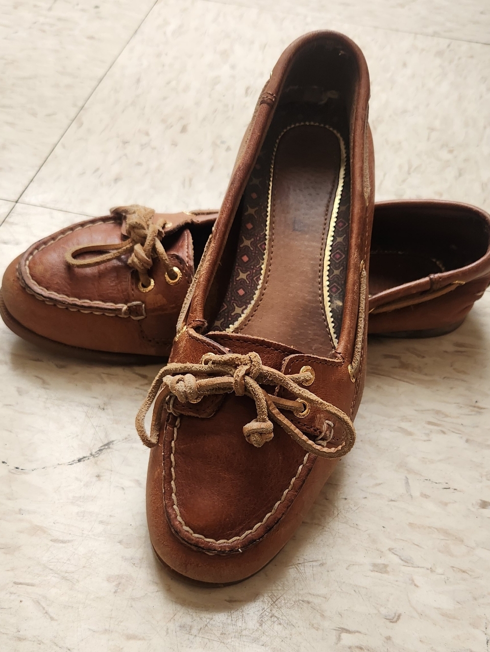 Genuine Brown Leather Sperrys - Audrey Women